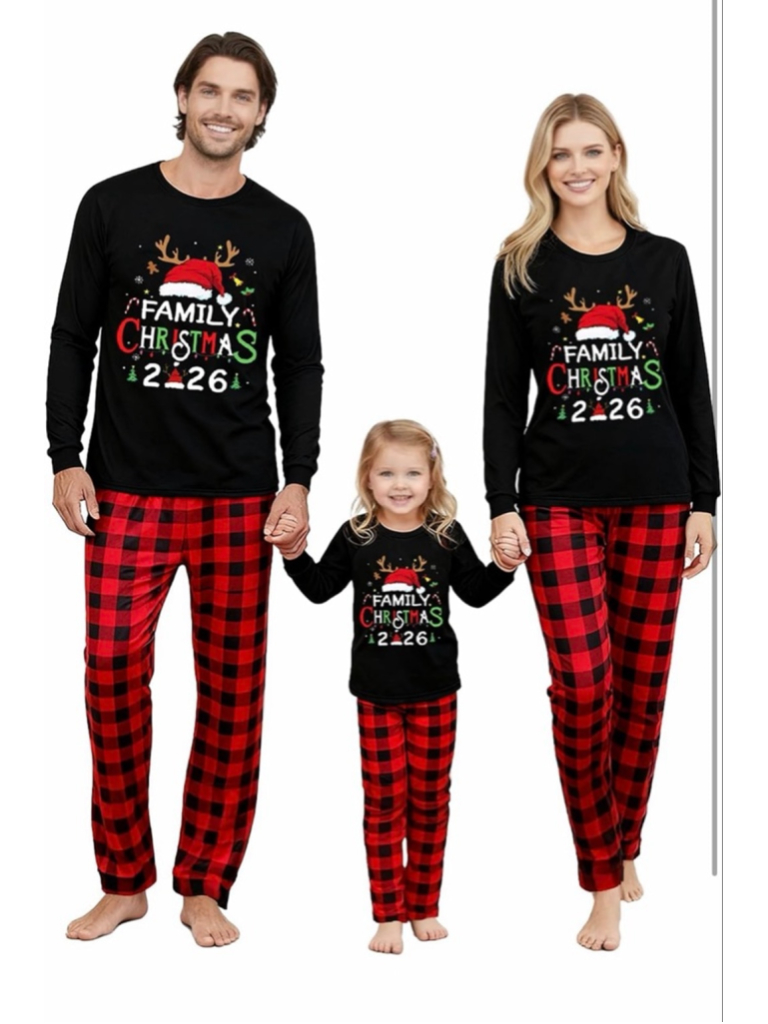 New Womens Family Christmas Pajamas Matching Sets Plaid Xl